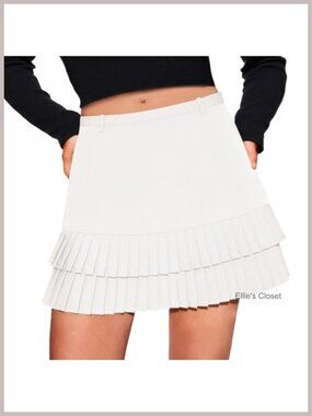 Y2K Pleated High Waisted A-Line Mini Skirt Ruffled Skort Party Club
